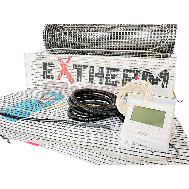 Нагрівальний мат Extherm  з програмованим термостатом. Тепла підлога електрична ЕТ ЕСО 180 Вт/м2