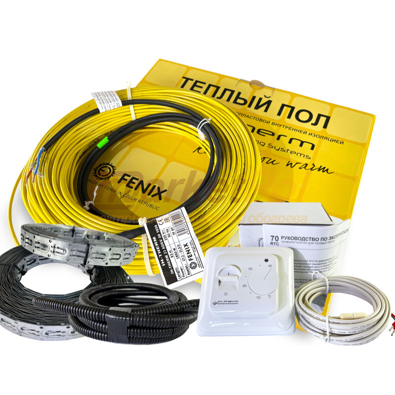 Нагрівальний кабель in-therm  з механічним терморегулятором. Нагрівальний кабель під плитку. Комплект теплої підлоги ADSV20