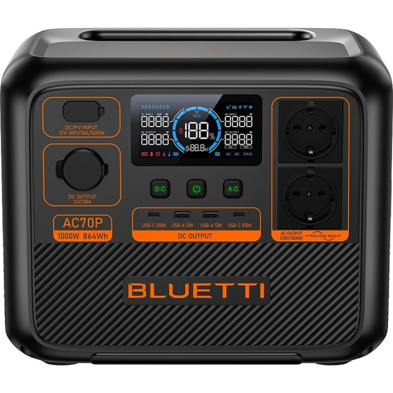 Зарядна станція Bluetti  1000Вт 884Вт*ч AC70P