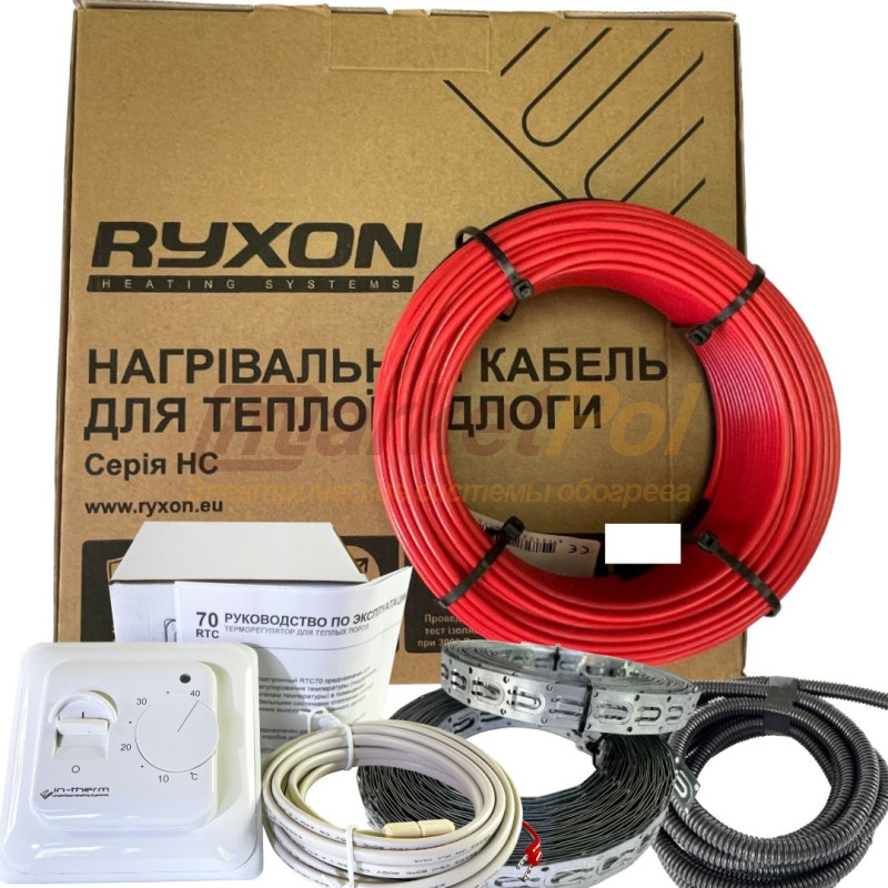 Комплект теплої підлоги нагрівальний кабель Ryxon , 20 W + терморегулятор EcoReg М5.17 HC20