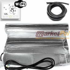 Алюмінієвий нагрівальний мат in-therm  + програмований wi-fi терморегулятор. Комплект теплої підлоги AFMAT 150 Вт/м²