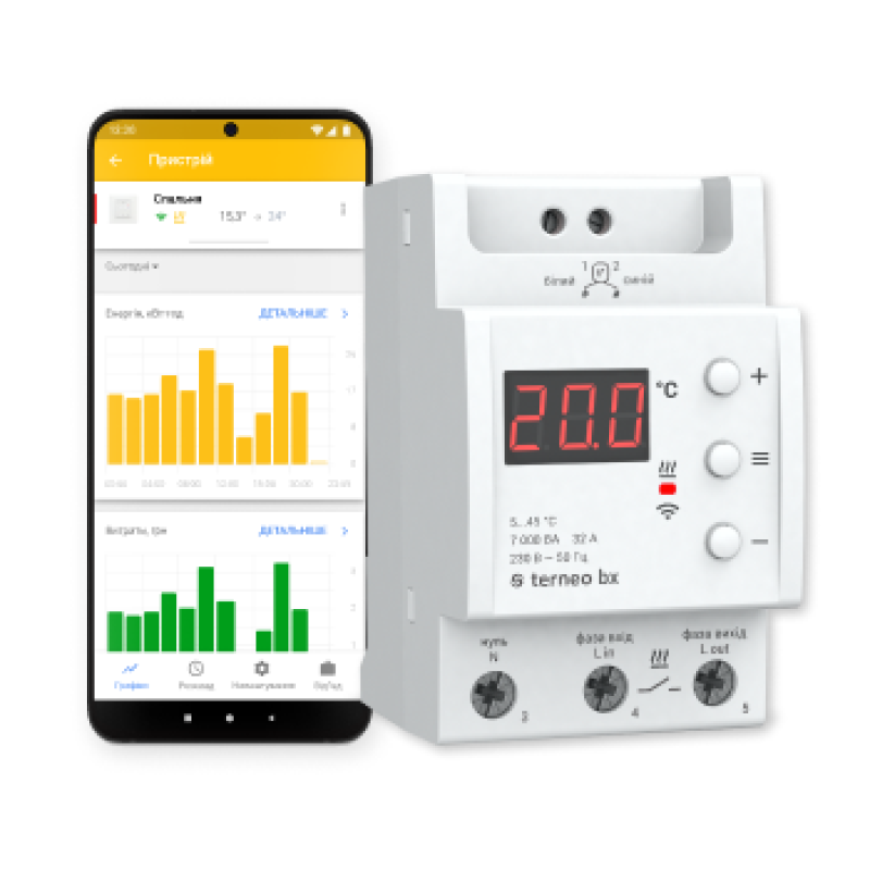 Терморегулятор Wi-Fi на DIN-рейку Terneo bx 32A    