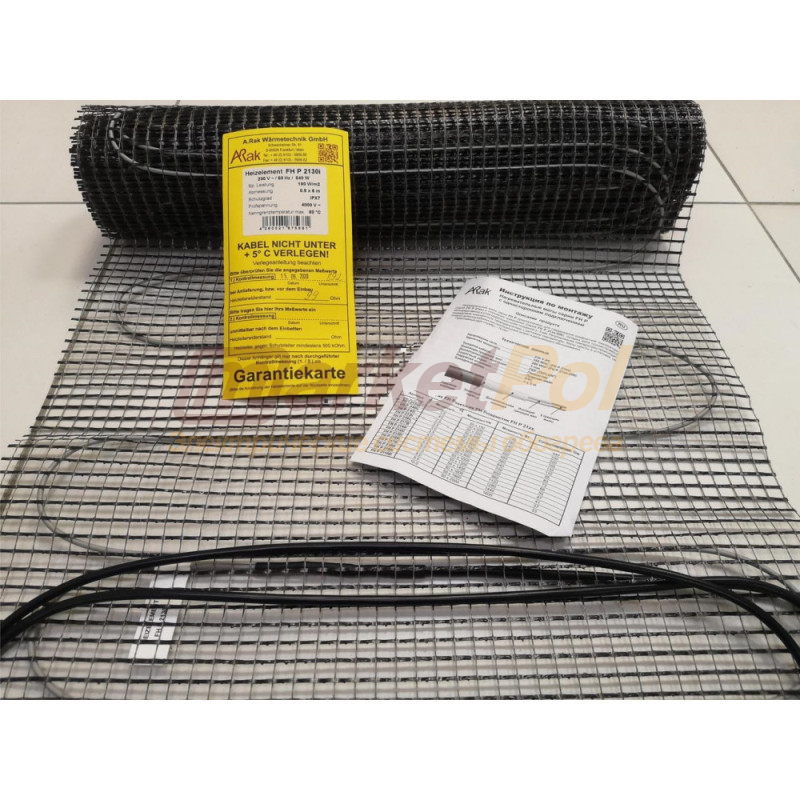 Нагрівальний мат Arnold Rak Standart  (ø 3 мм) тепла підлога FH-EC, 180 W/m²