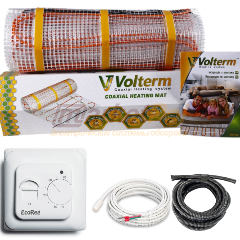 Тепла підлога Volterm  Вт/ м² + терморегулятор механічний EcoReg M5.16 Hot Mat 180