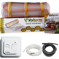 Мат у теплу підлогу Volterm  + терморегулятор EcoReg M5.16 . комплект теплої підлоги Classic Mat 150 Вт/ м²