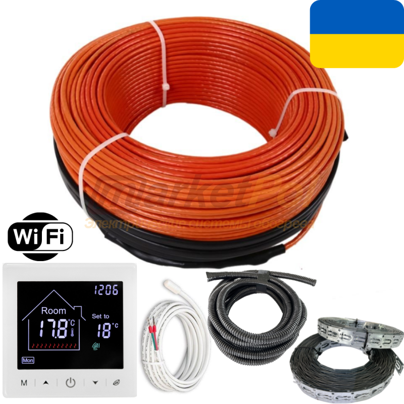 Комплект нагрівальний кабель Volterm  Вт/м+терморегулятор EcoReg M2 з WiFi HR 12