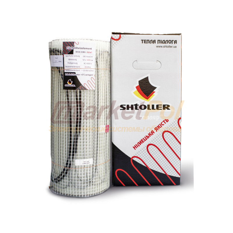 Гріючий мат Shtoller . Тепла підлога під плитку, в стяжку Ecotherm 180 Вт/м²